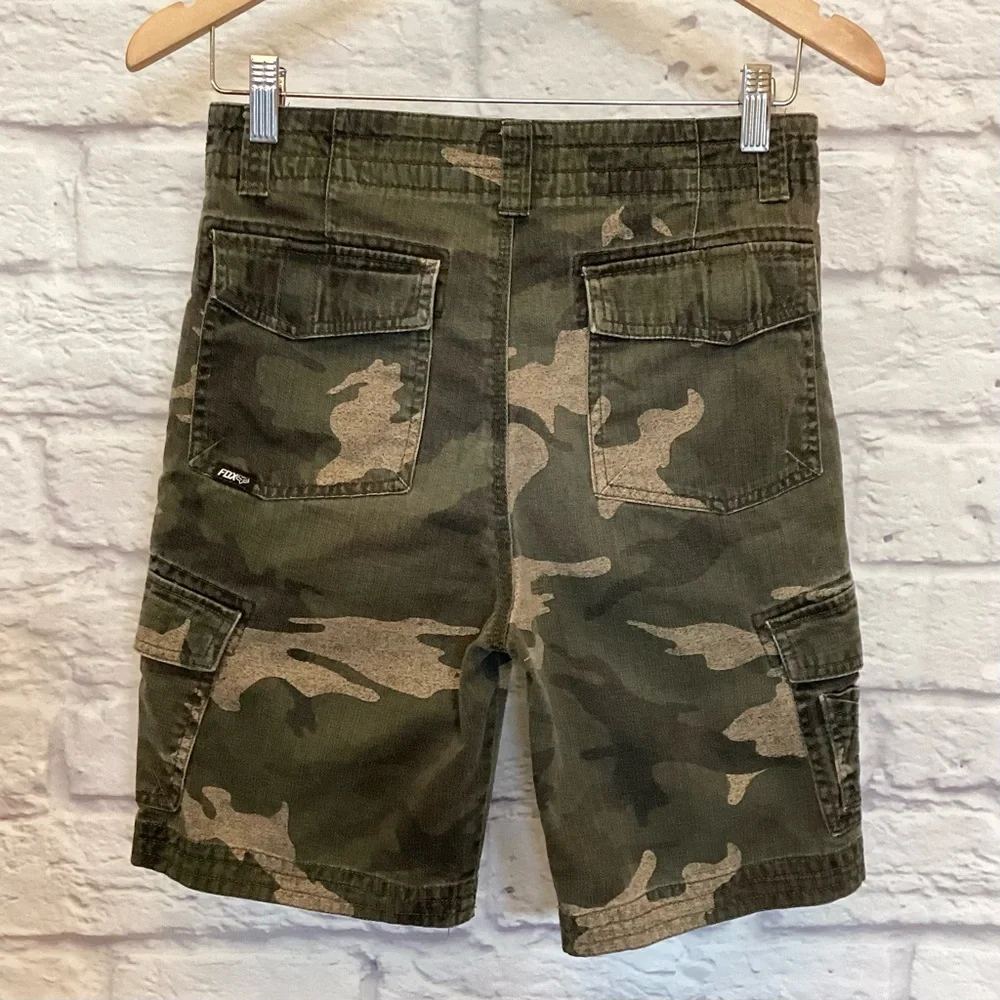 FOX Racing 28 Camouflage Cargo Men’s Shorts Camo Green 8” Inseam Logo Pockets